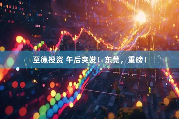 至德投资 午后突发！东莞，重磅！