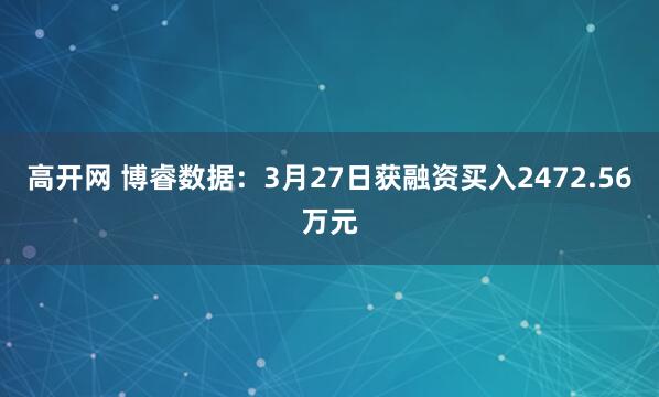 高开网 博睿数据:3月27日获融资买入2472.56万元